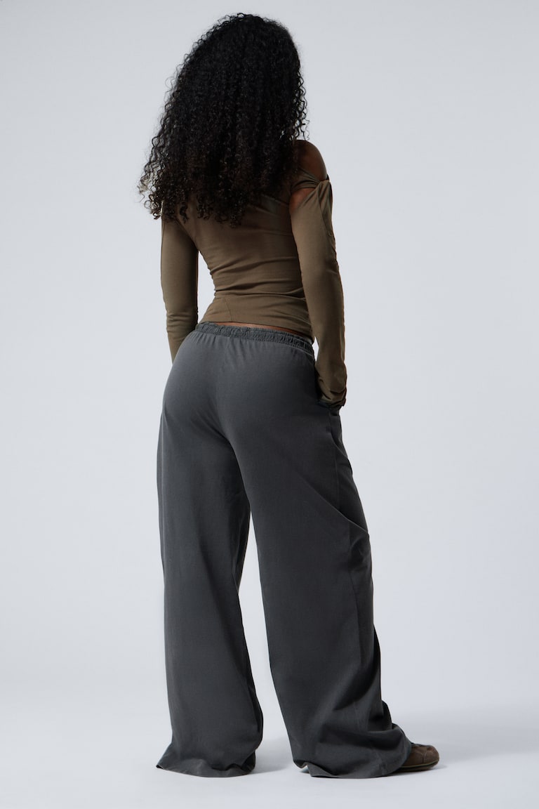 H&M Pantalón De Punto De Pernera Ancha Y Corte Holgado - Marrón Oscuro Lavado - MUJER
