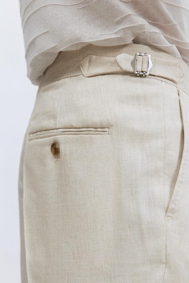 H&M Pantalón De Traje En Mezcla De Lino Regular Fit - Beige Claro - HOMBRE