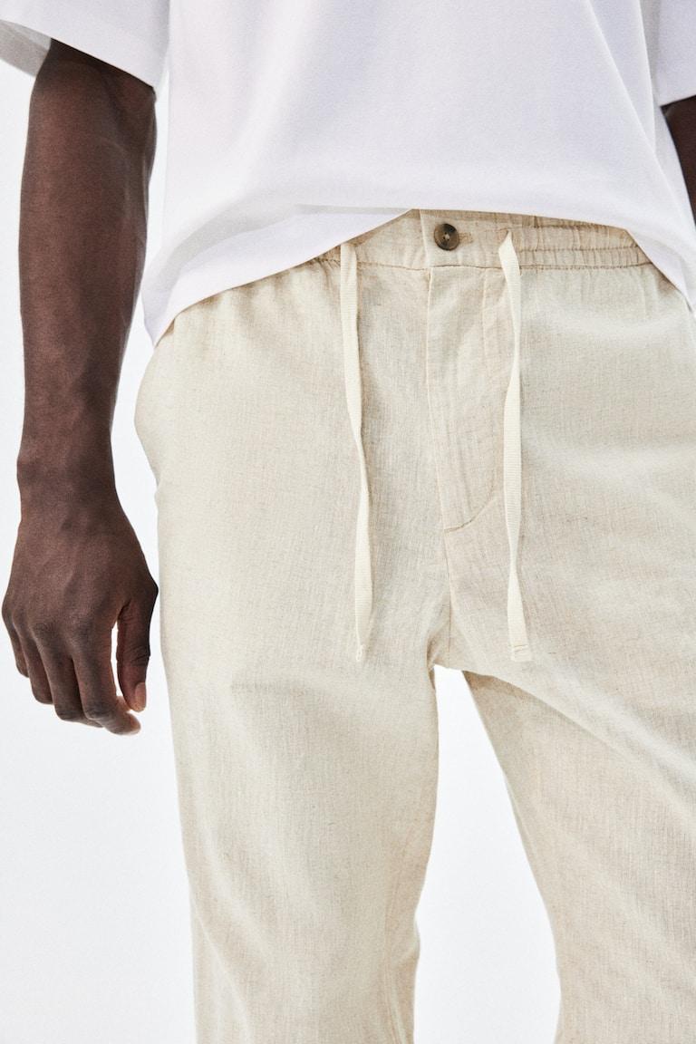 H&M Pantalón En Mezcla De Lino Regular Fit - Beige Oscuro - HOMBRE