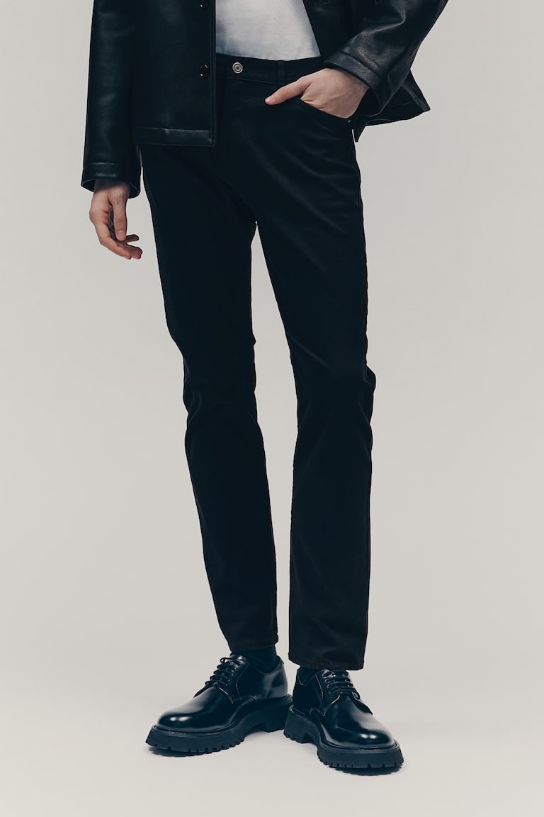 H&M Pantalón En Sarga De Algodón Slim Fit - Negro - HOMBRE