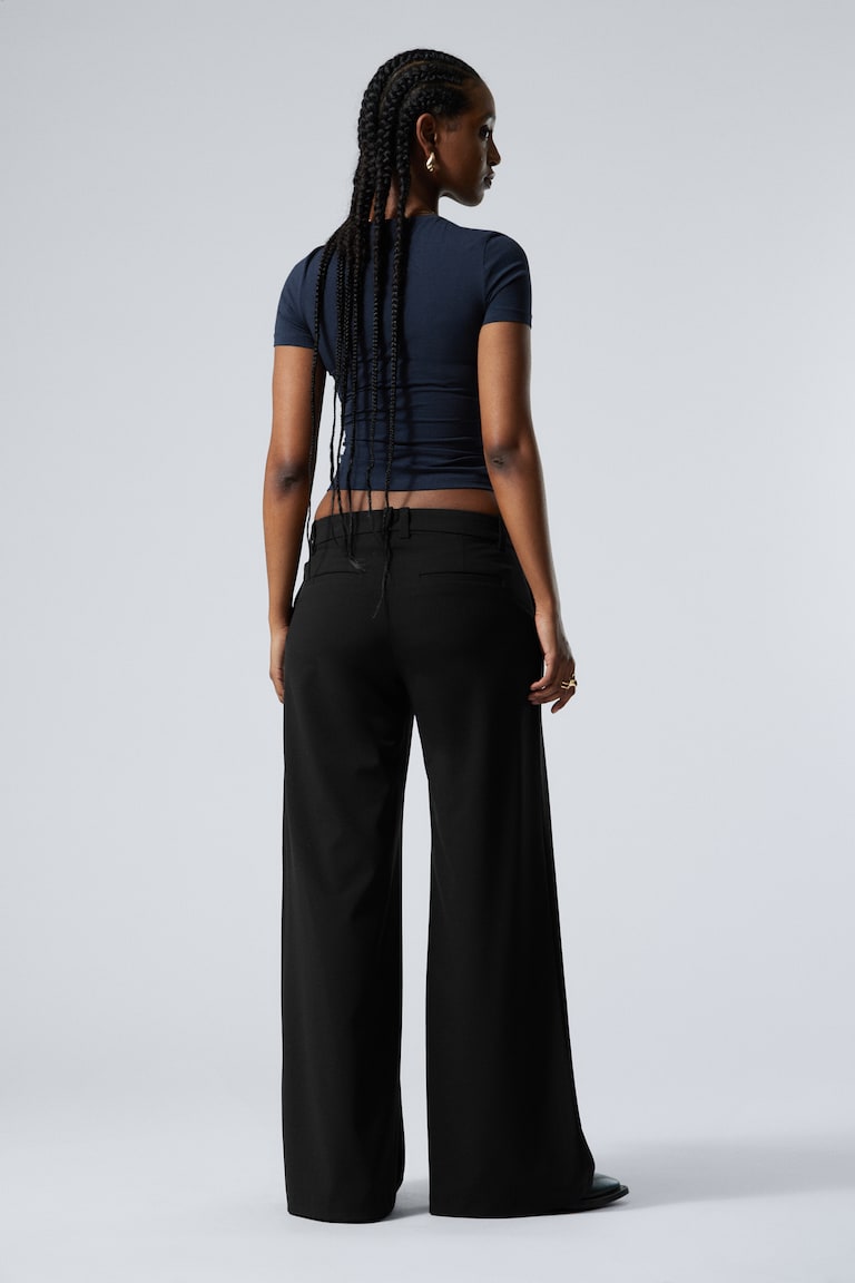 H&M Pantalón Sastre Acampanado De Tiro Bajo - Negro - MUJER