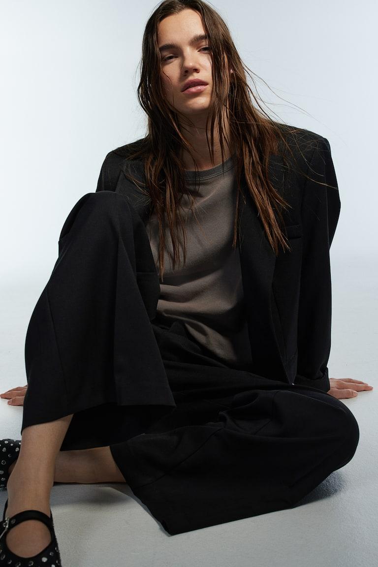 H&M Pantalón Sastre Amplio - Verde Caqui Oscuro - MUJER