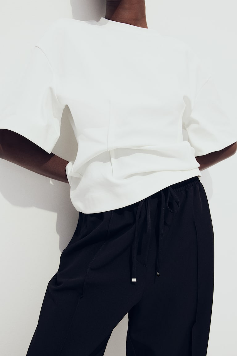 H&M Pantalón Sastre Con Cordón De Ajuste - Gris Oscuro - MUJER