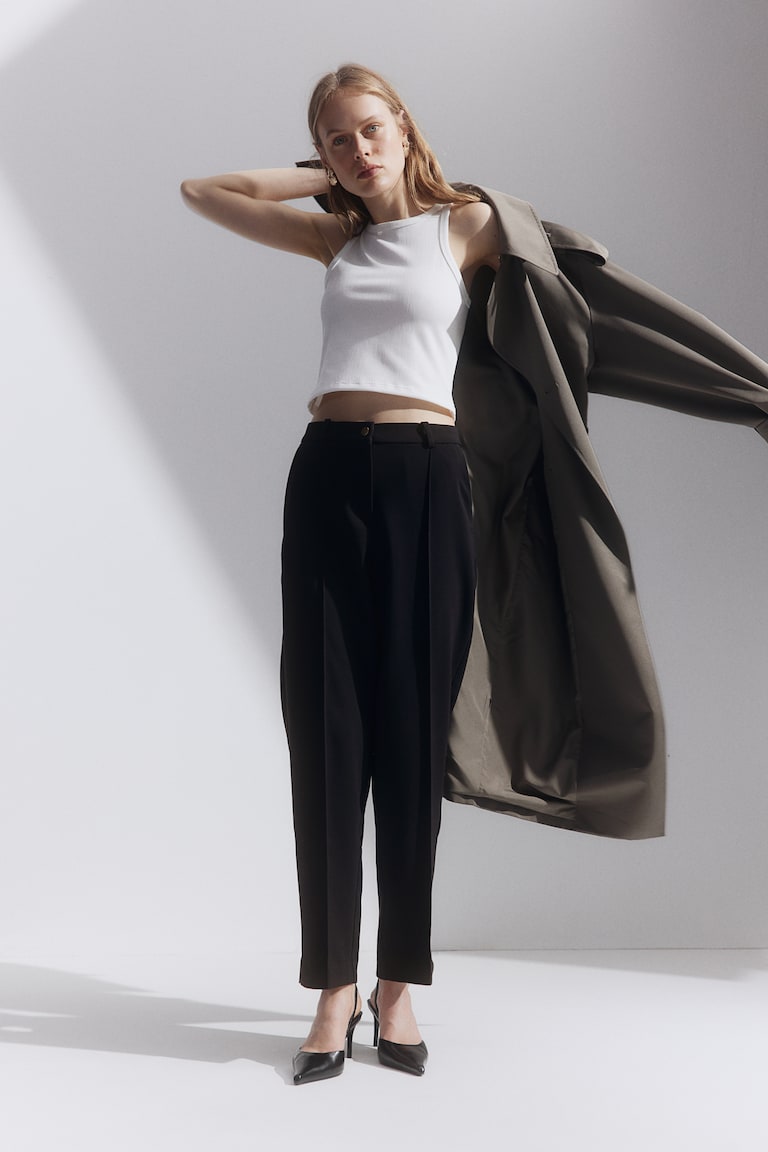 H&M Pantalón Sastre Con Perneras Pitillo - Verde Caqui Oscuro - MUJER