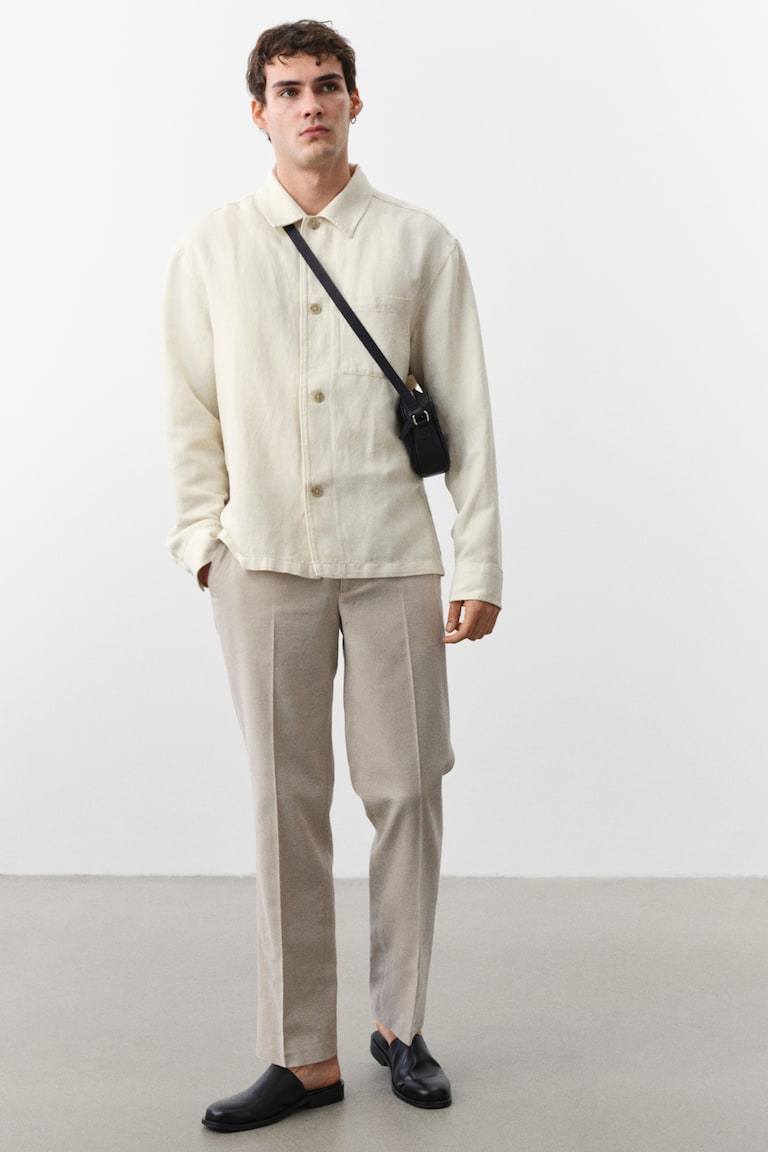 H&M Pantalón sastre en mezcla de lino Regular Fit - Beige claro - HOMBRE