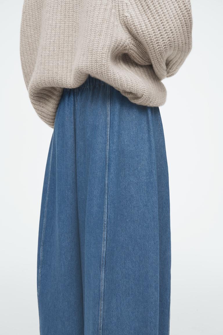 H&M PANTALÓN VAQUERO BARREL FIT CON AJUSTE DE CORDÓN - AZUL OSCURO - MUJER