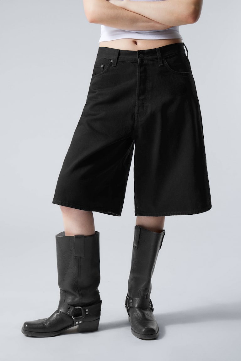 H&M Pantalones Cortos Holgados De Denim Astro - Negro Lavado - Negro - HOMBRE