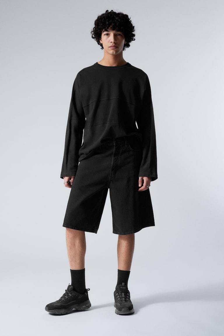 H&M Pantalones Cortos Holgados De Denim Astro - Negro Lavado - Negro - HOMBRE