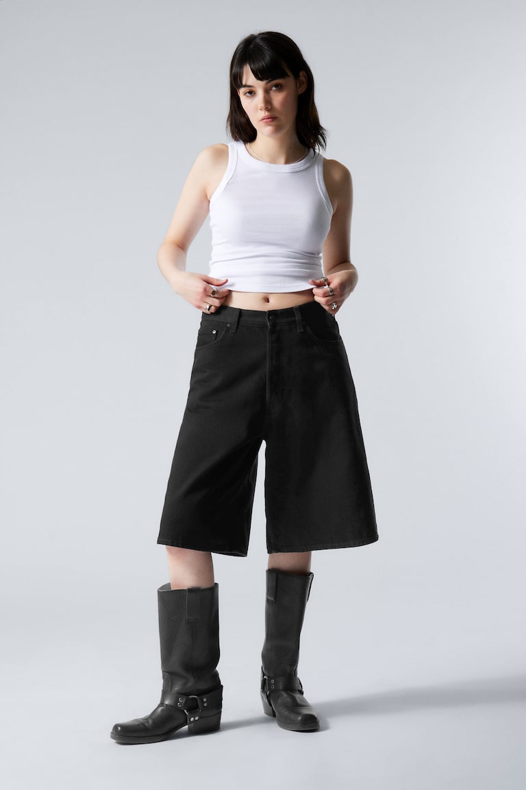 H&M Pantalones cortos holgados de denim Astro - Negro lavado - Negro - HOMBRE