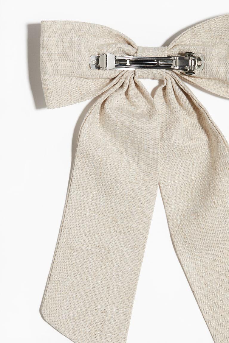 H&M Pasador Con Lazo En Mezcla De Lino - Beige Claro - MUJER