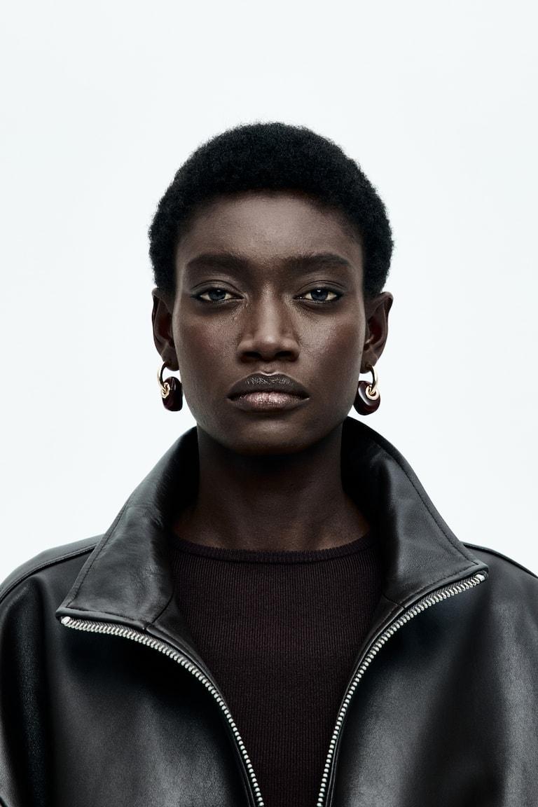 H&M Pendientes De Aro Con Colgante - Dorado/Marrón Oscuro - MUJER