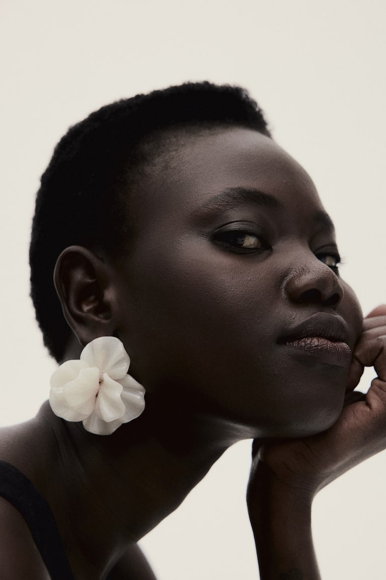 H&M Pendientes De Botón En Forma De Flor - Blanco - MUJER