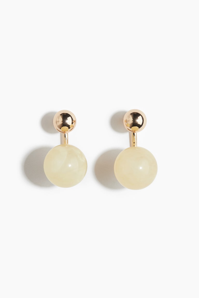 H&M Pendientes Delante Y Detrás Con Detalle De Esfera - Amarillo Claro/Dorado - MUJER
