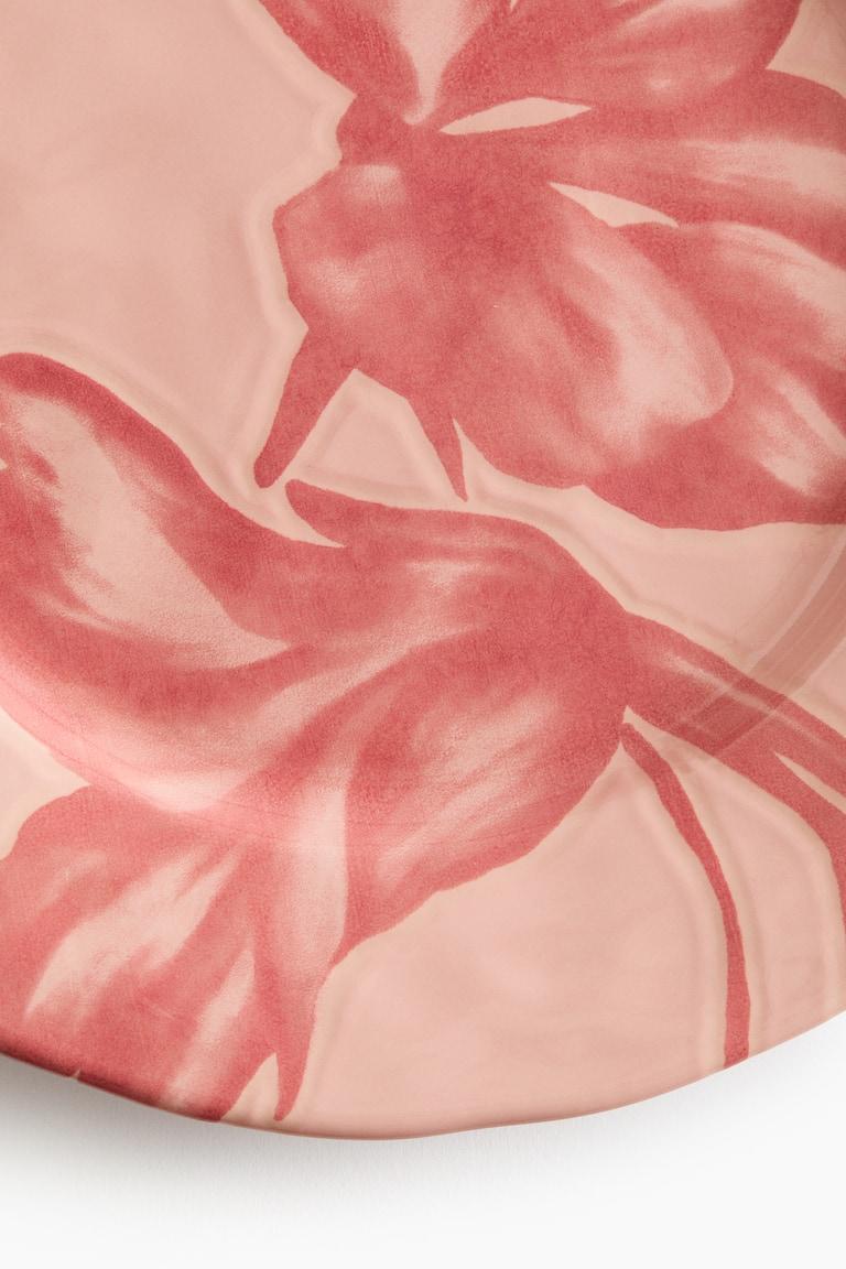 H&M Plato Llano De Gres Con Diseño - Rosa Empolvado/Floral - HOME