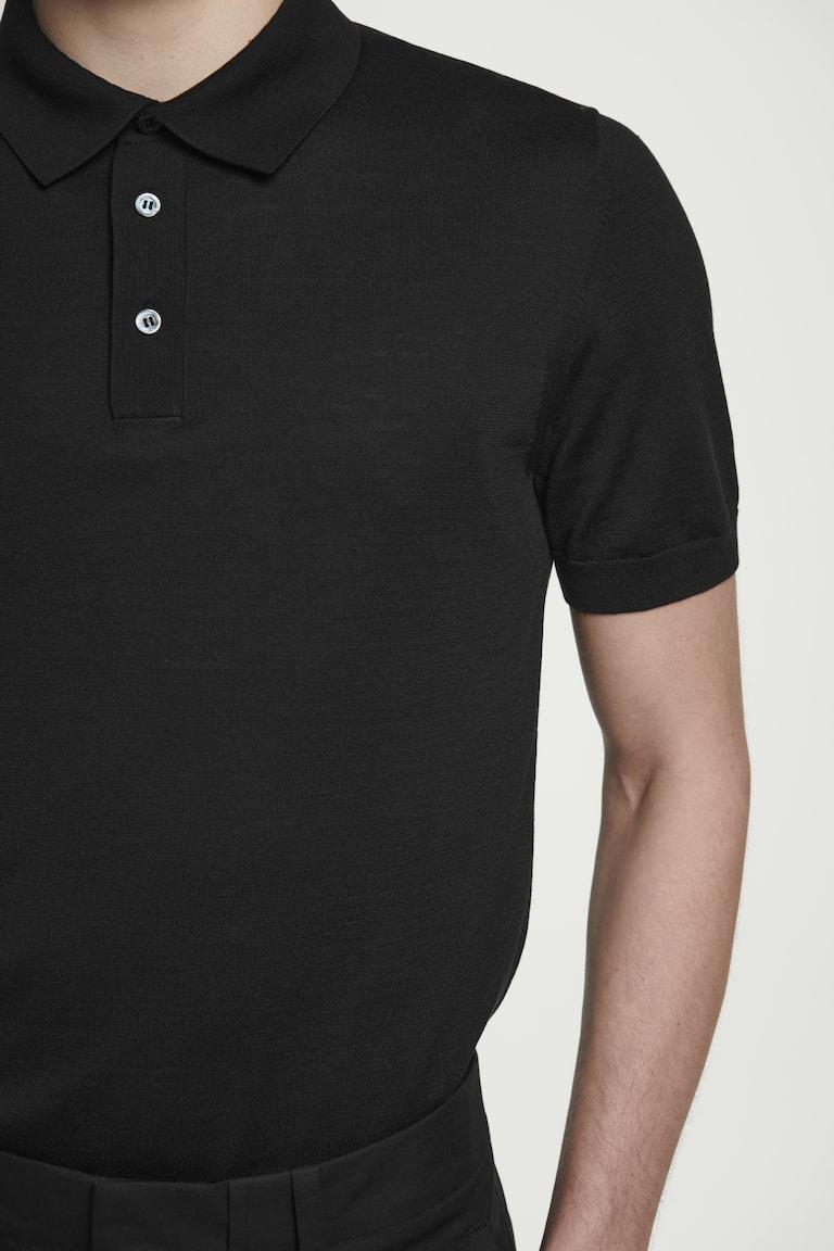 H&M POLO DE SEDA AJUSTADO DE PUNTO - AZUL MARINO - HOMBRE