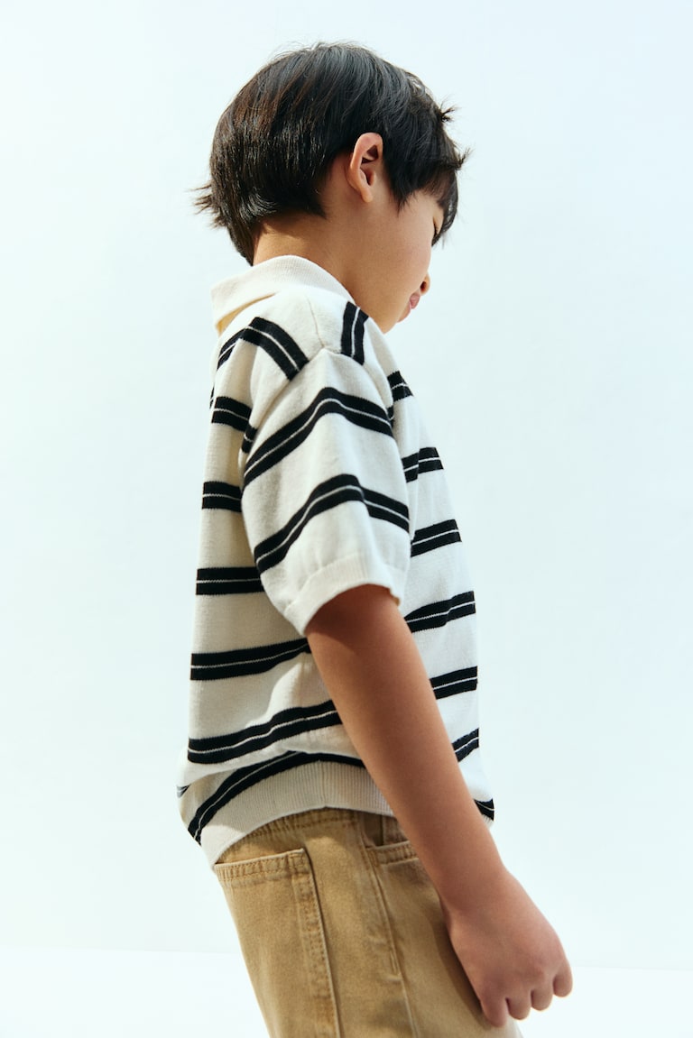 H&M Polo En Punto De Algodón - Azul Empolvado Claro - NIÑOS