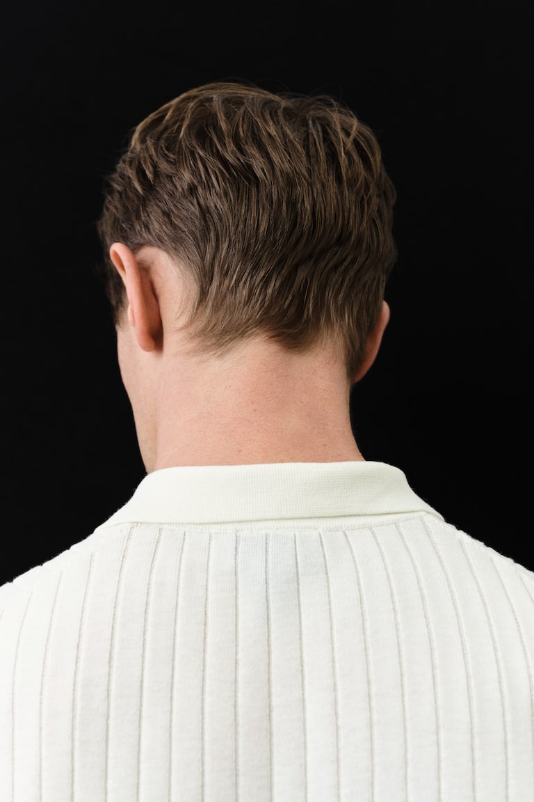 H&M Polo En Punto De Canalé Slim Fit - Beige Oscuro - HOMBRE