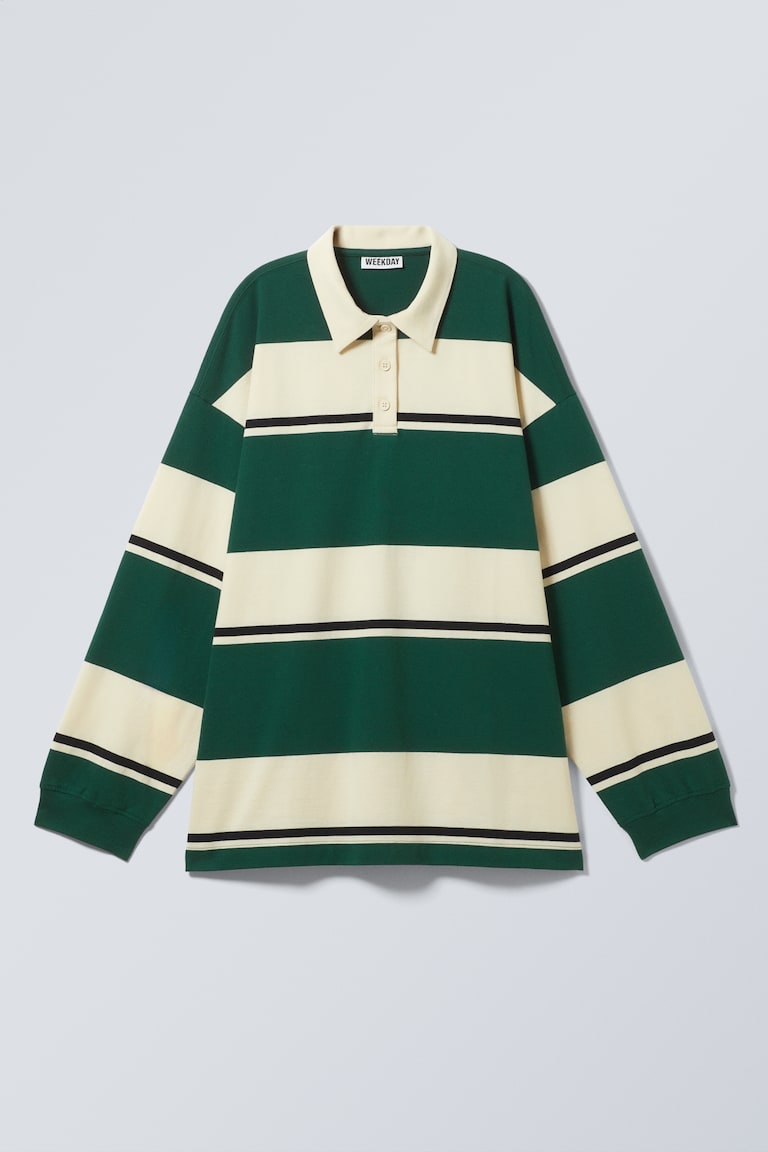 H&M Polo Oversize De Rayas - Rayas Amarillas Y Verdes - MUJER