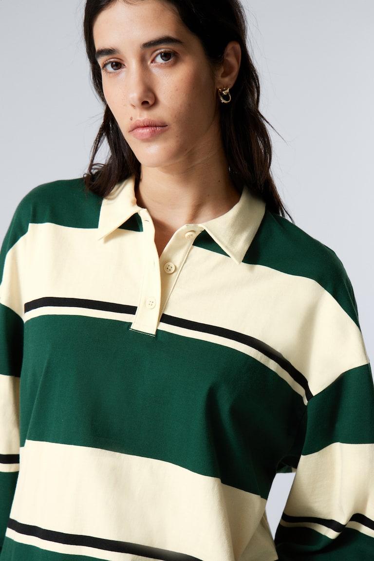 H&M Polo oversize de rayas - Rayas amarillas y verdes - MUJER