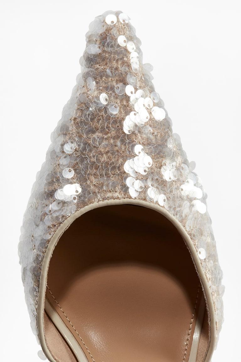 H&M Salones Destalonados Con Lentejuelas - Plateado - MUJER