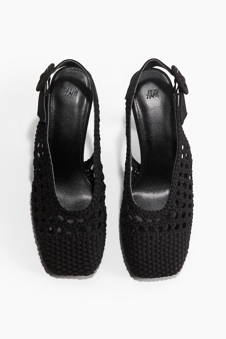 H&M Salones Destalonados En Lona Trenzada - Negro - MUJER