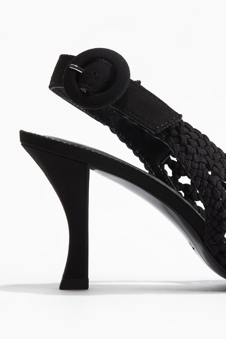 H&M Salones Destalonados En Lona Trenzada - Negro - MUJER