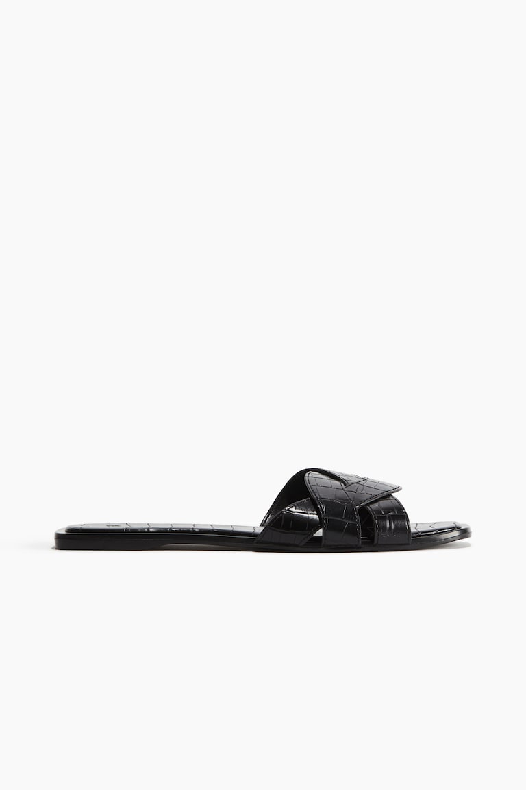 H&M Sandalias Trenzadas - Negro/Efecto Piel De Cocodrilo - MUJER