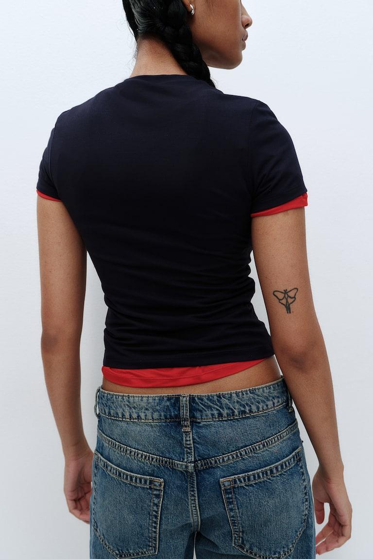 H&M Straight Low Jeans - Negro Efecto Descolorido - MUJER