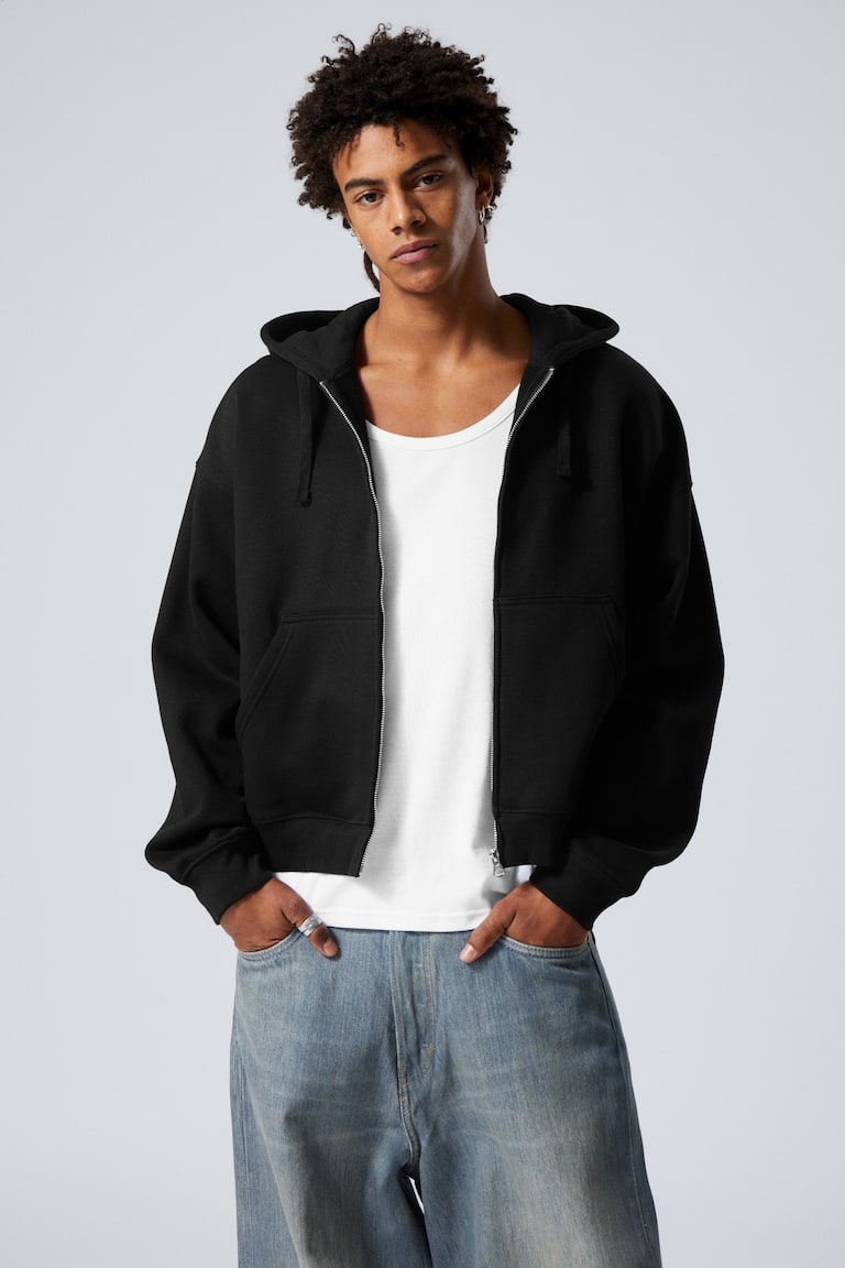 H&M Sudadera Boxy Con Capucha Y Cremallera - Rojo - HOMBRE