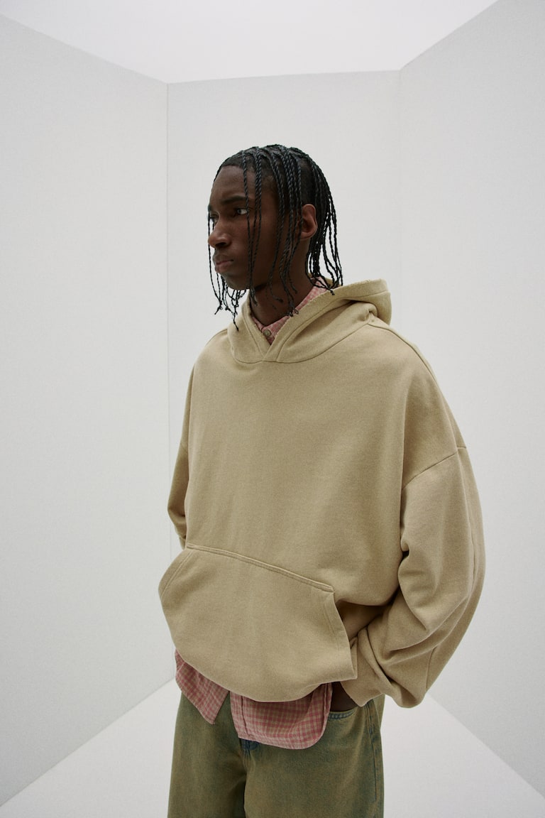H&M Sudadera con capucha Oversized Fit - Beige - HOMBRE