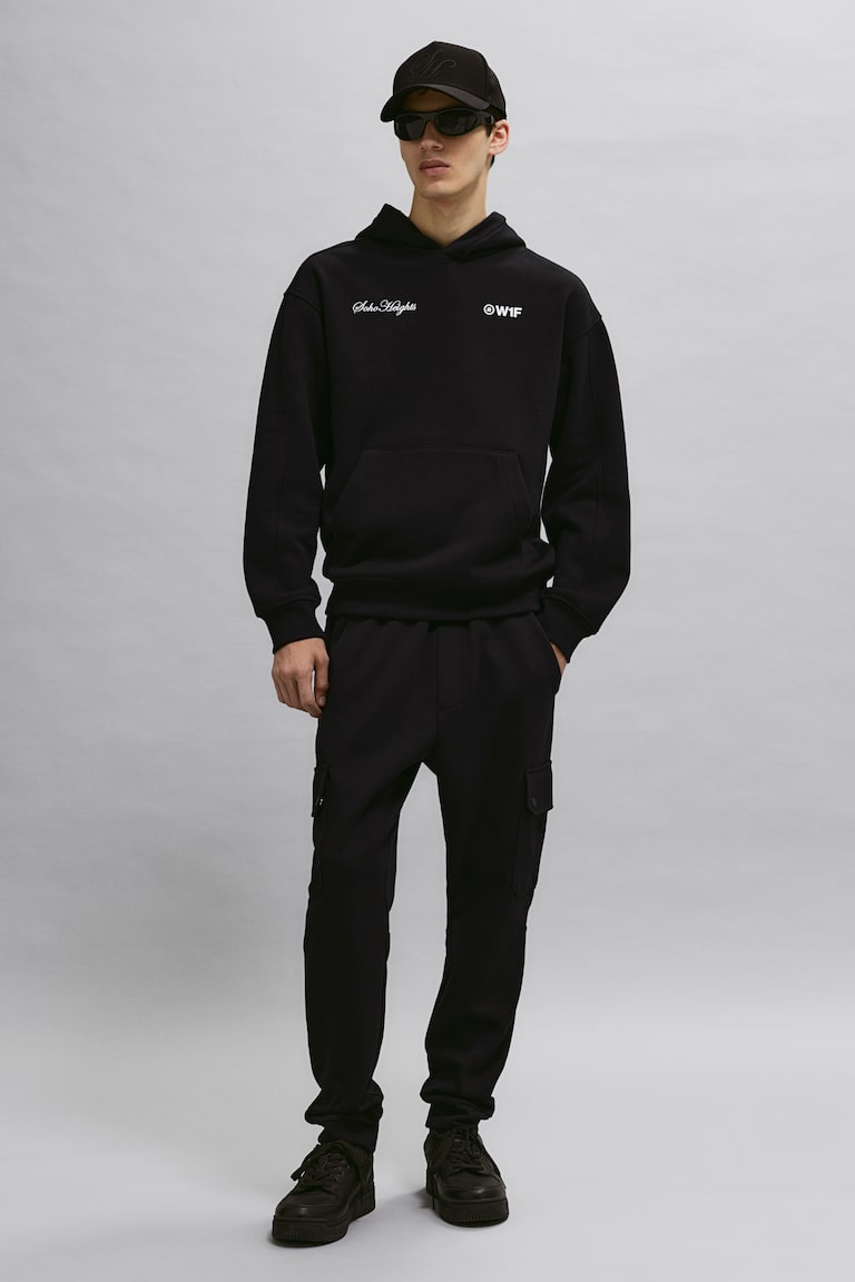 H&M Sudadera Con Capucha Y Estampado Loose Fit - Blanco - HOMBRE