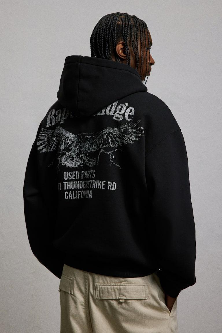 H&M Sudadera con capucha y estampado Loose Fit - Blanco/LA.CA - HOMBRE