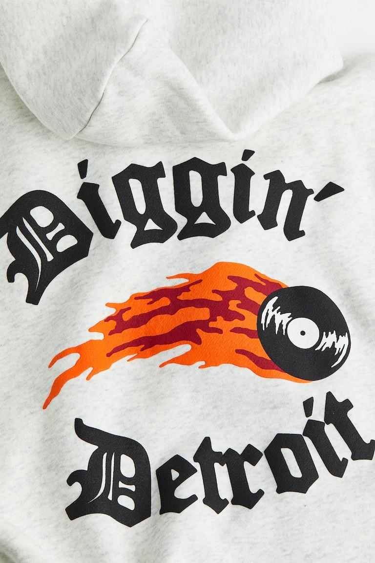 H&M Sudadera Con Capucha Y Estampado Loose Fit - Verde Bosque - HOMBRE