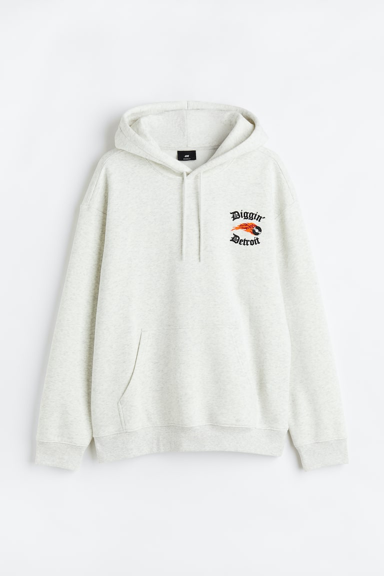 H&M Sudadera con capucha y estampado Loose Fit - Verde bosque - HOMBRE