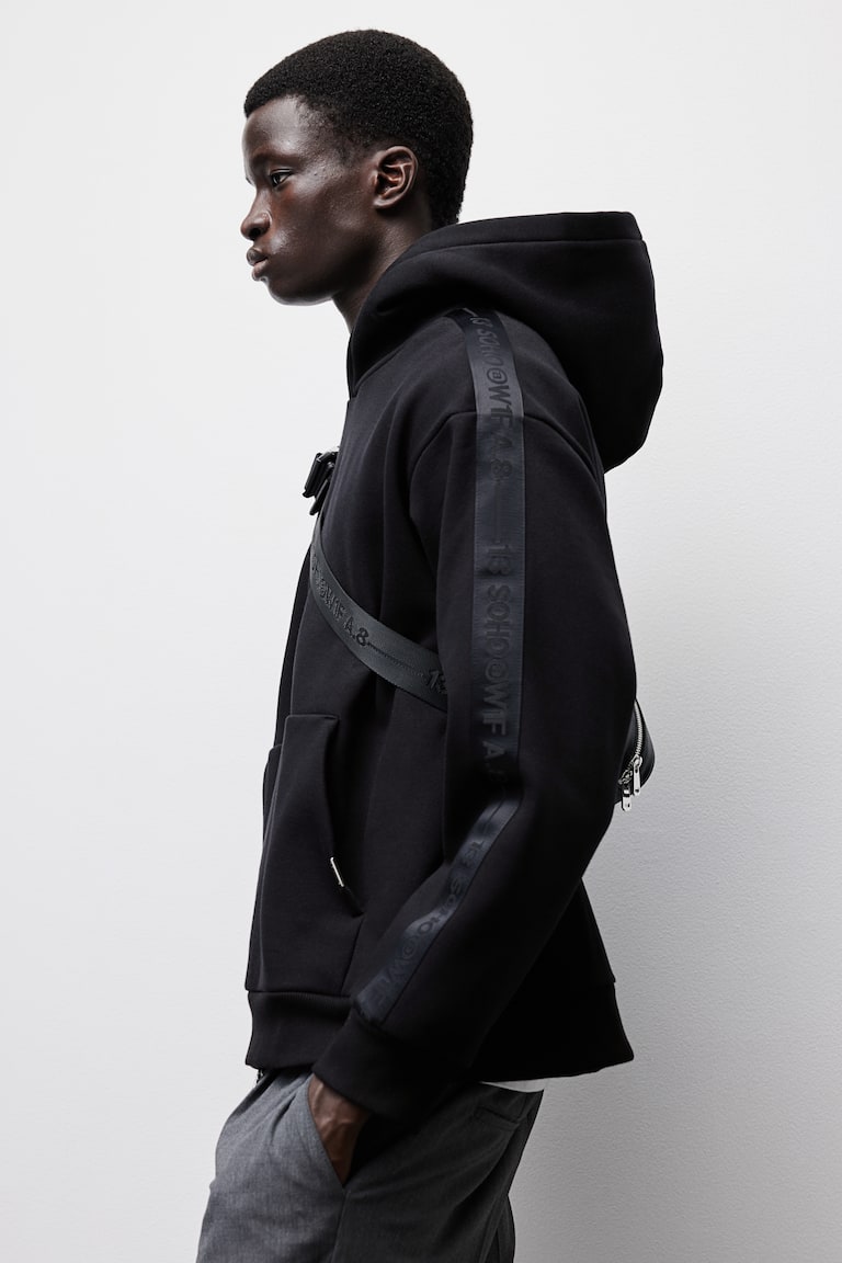 H&M Sudadera con capucha y franjas laterales Loose Fit - Gris oscuro - HOMBRE