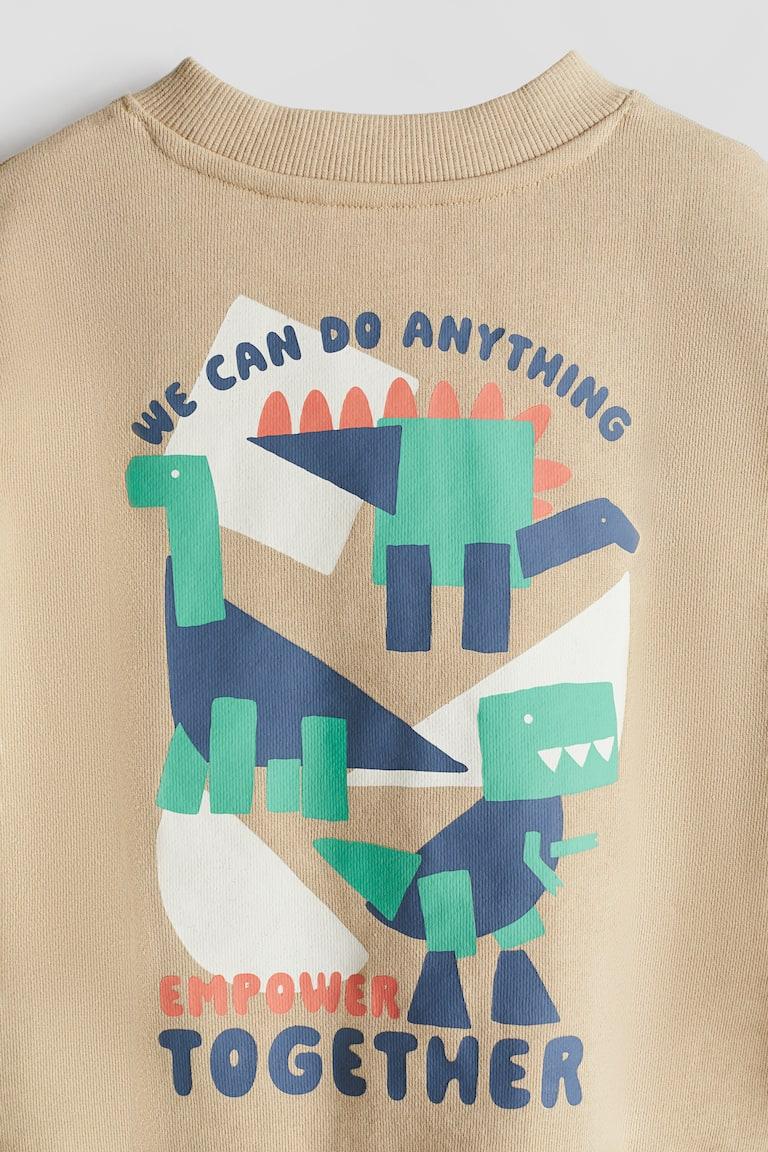 H&M Sudadera Con Cuello Redondo Y Motivo Estampado - Verde Claro/Caballos - NIÑOS