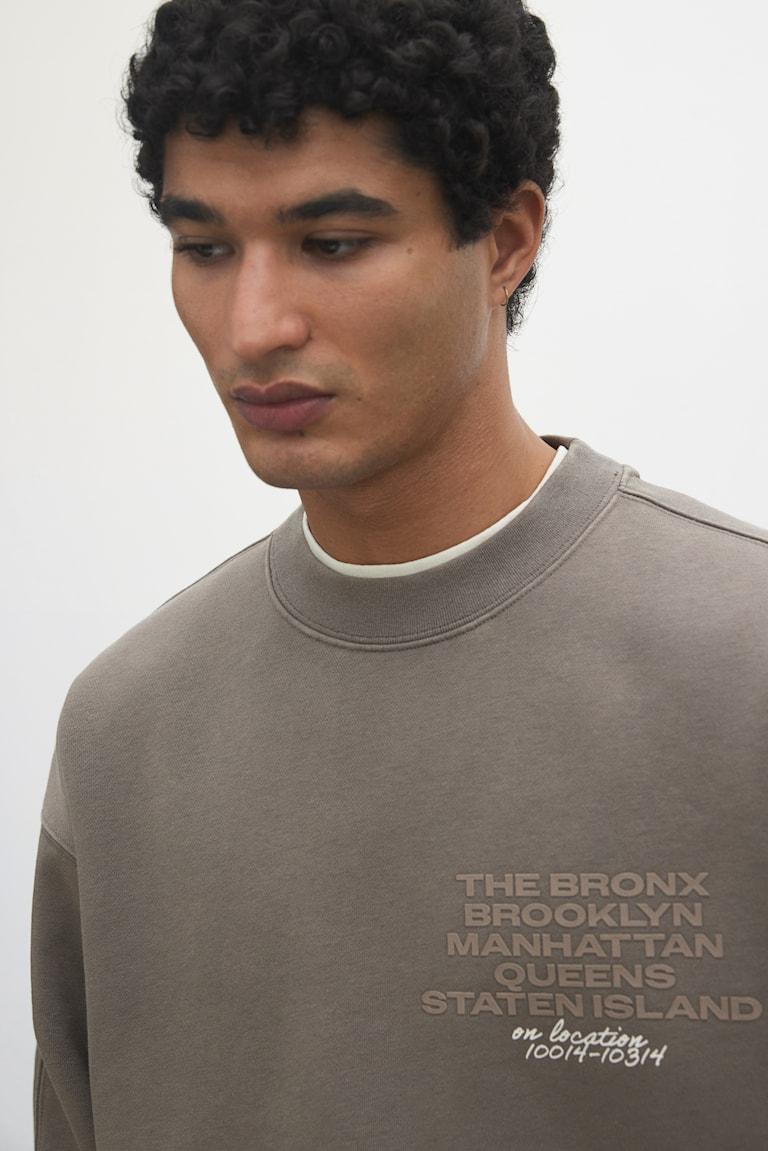 H&M Sudadera Con Estampado Loose Fit - Marrón Empolvado/New York - HOMBRE