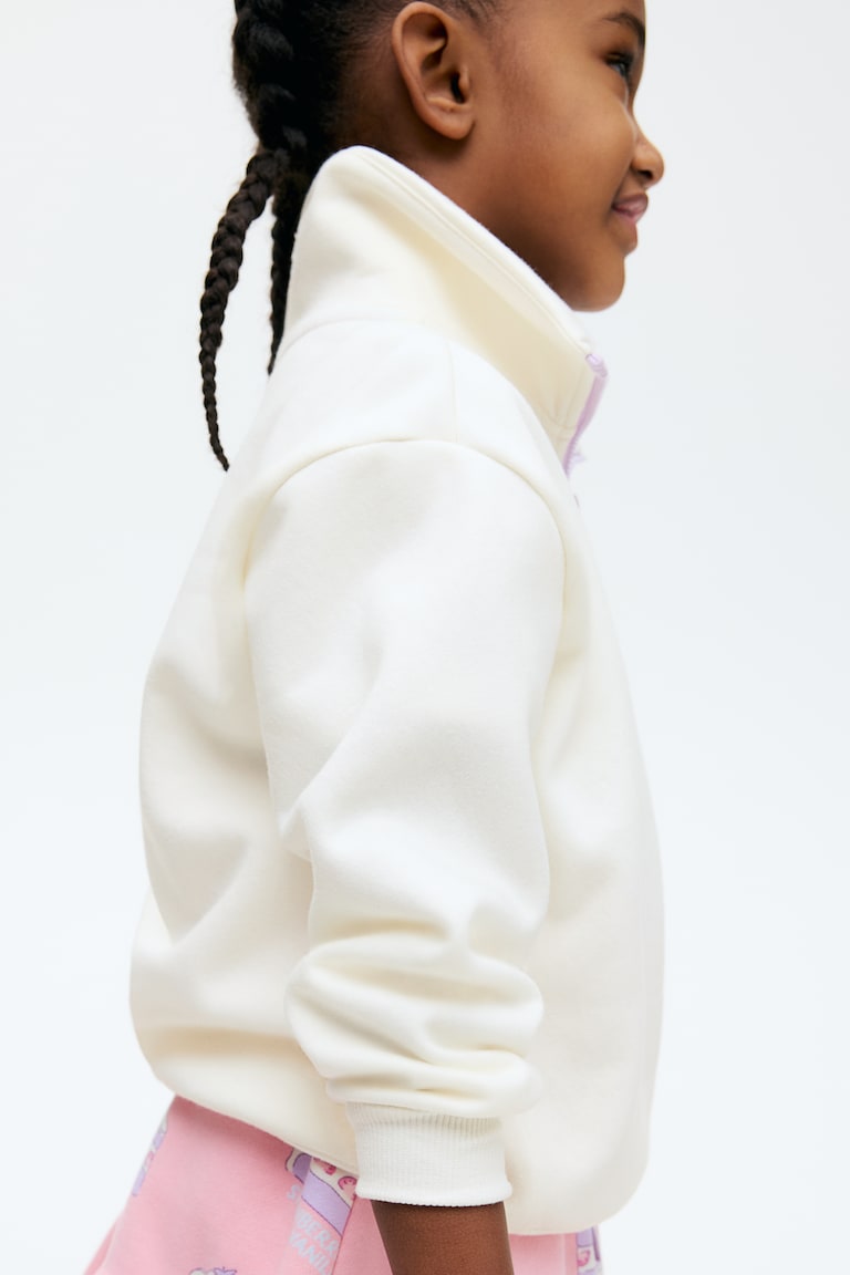 H&M Sudadera Con Media Cremallera - Rosa Claro/Rayas - NIÑOS