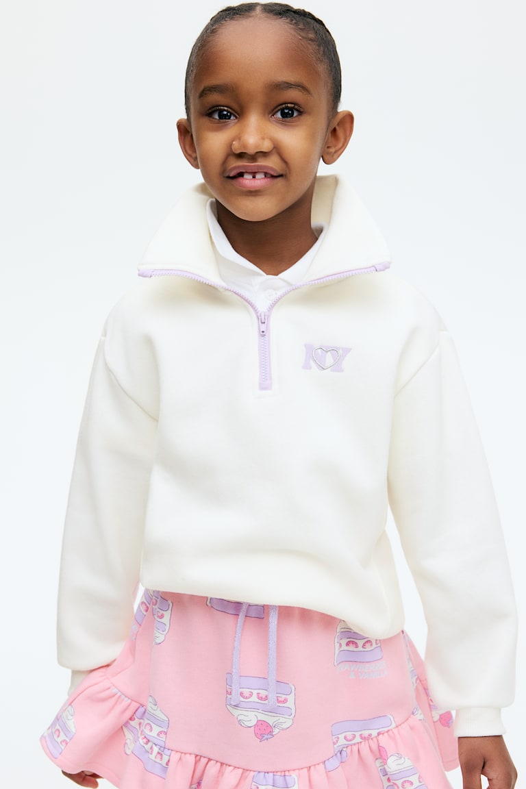 H&M Sudadera con media cremallera - Rosa claro/Rayas - NIÑOS