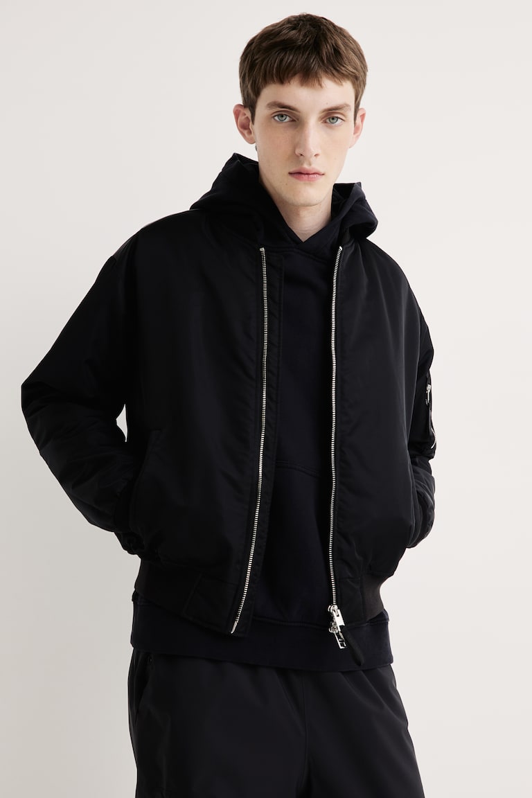 H&M Sudadera Lavada Con Capucha Loose Fit - Negro - HOMBRE