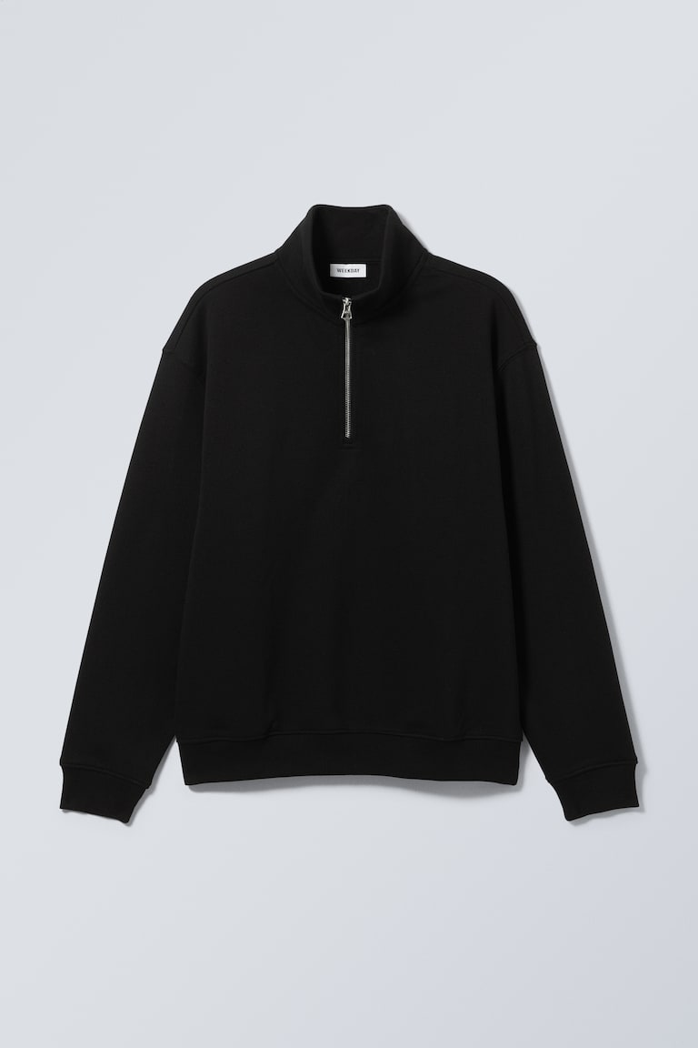 H&M Suéter Grueso De Corte Holgado Y Media Cremallera - Negro - HOMBRE