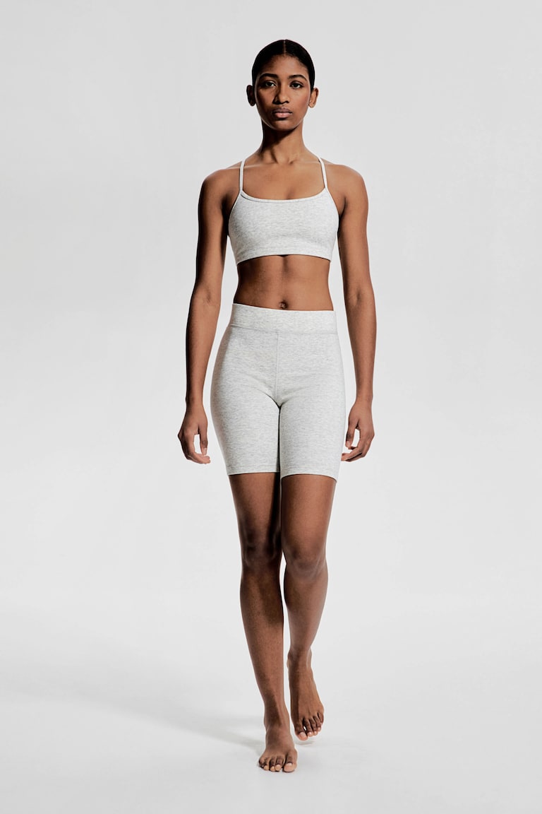 H&M Sujetador De Deporte Con DryMove™ Light Support - Gris Jaspeado - MUJER