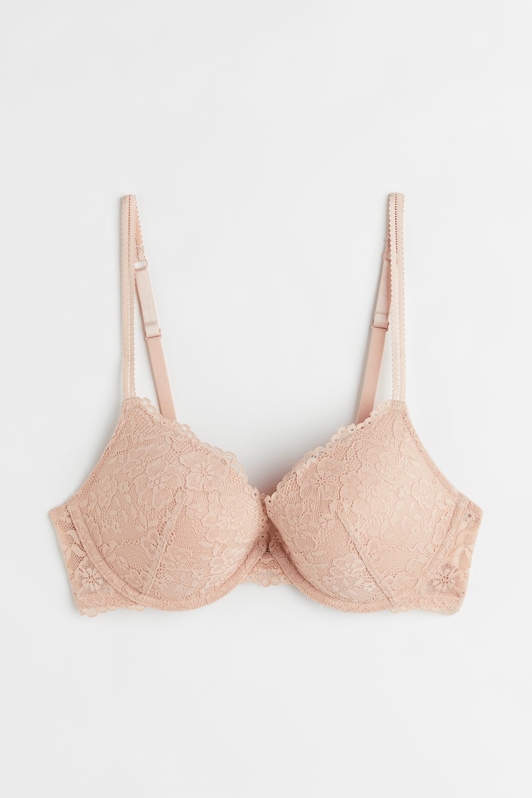 H&M Sujetador push-up de encaje - Rosa empolvado - MUJER