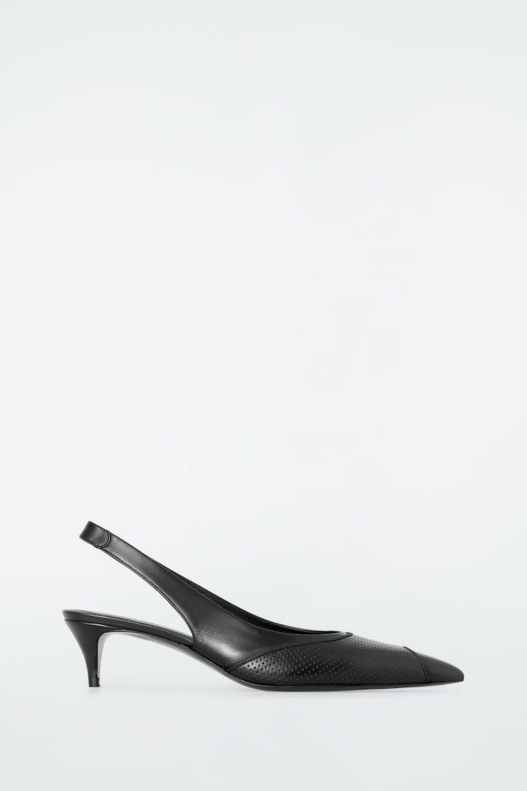 H&M TACONES DESTALONADOS DE PIEL PERFORADA - NEGRO - MUJER