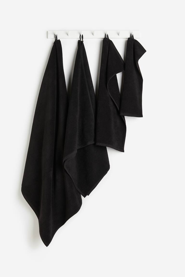 H&M Toalla De Invitados En Tejido Rizado - Negro - HOME