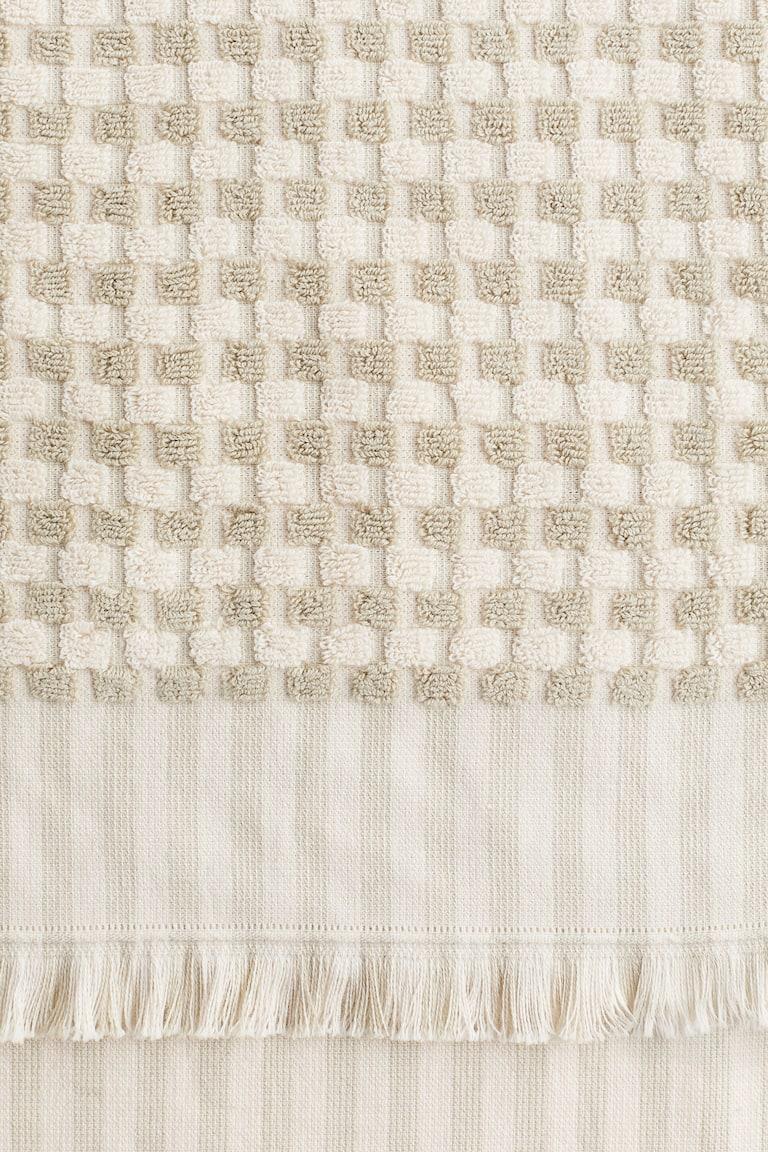 H&M Toalla De Mano Estampada En Algodón Rizado - Beige/Cuadros - HOME