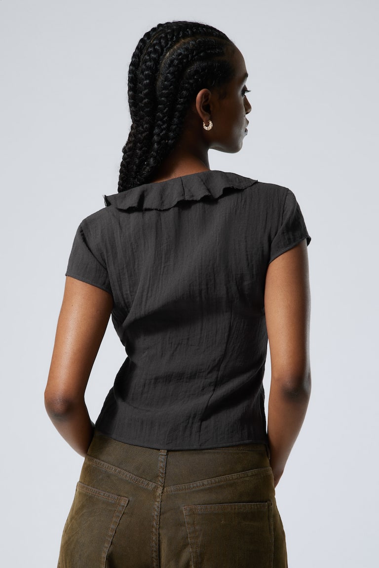 H&M Top Atado En El Delantero Y Con Volantes - Blanco - MUJER