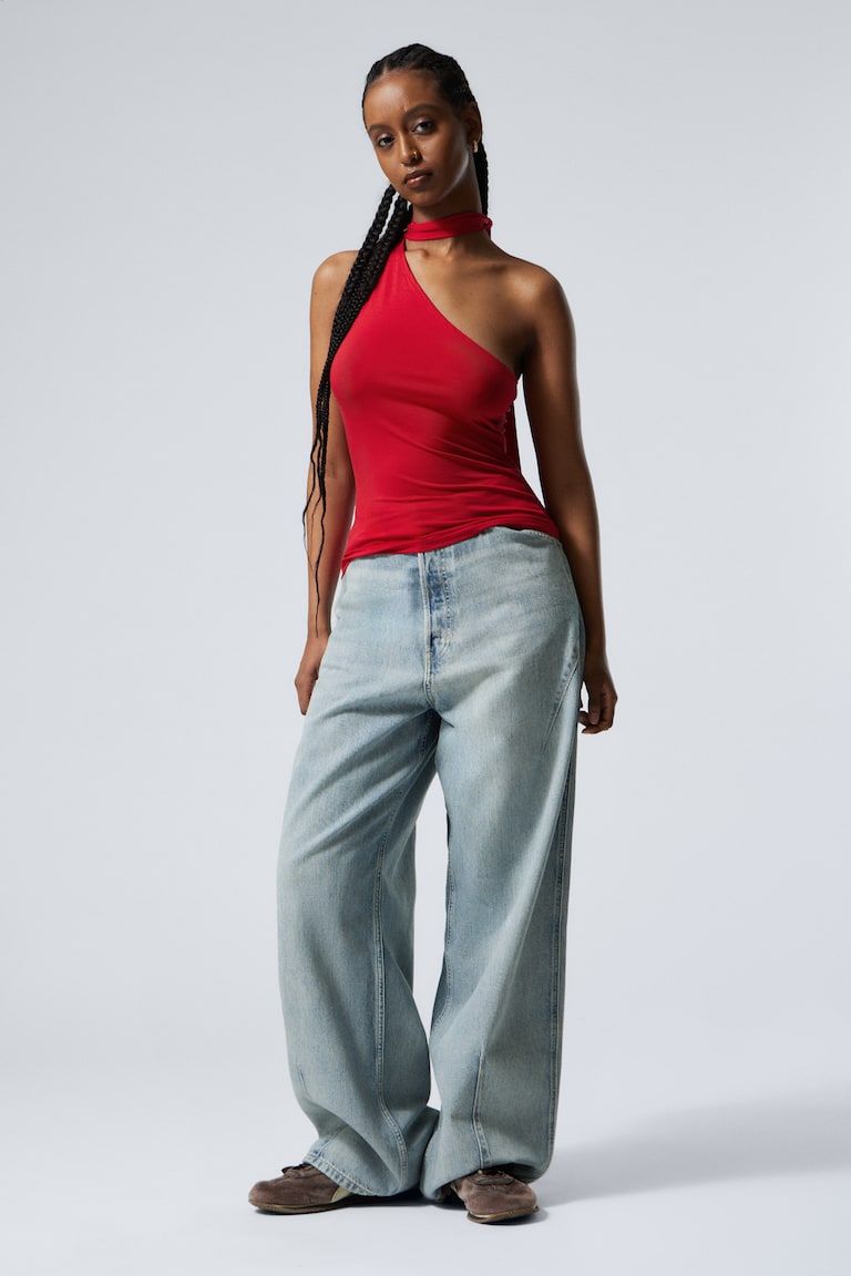 H&M Top Con Lazada Y Un Solo Hombro De Lyocell - Negro - MUJER