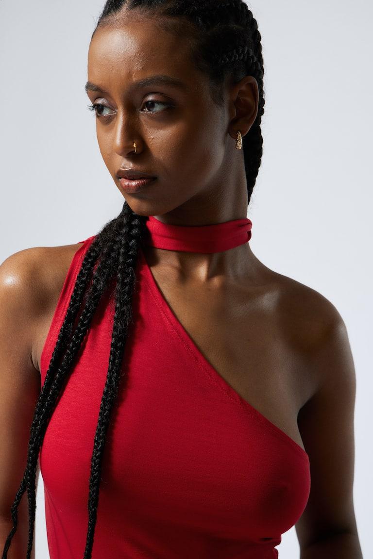 H&M Top Con Lazada Y Un Solo Hombro De Lyocell - Rojo - MUJER