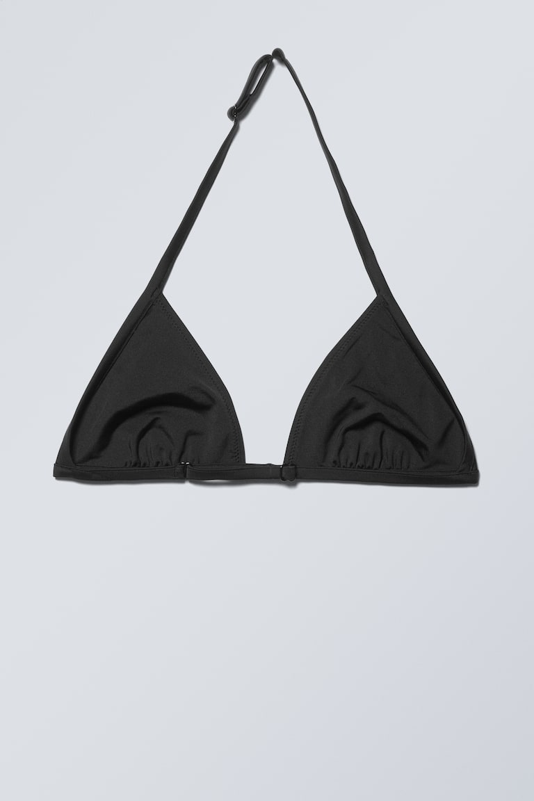 H&M Top De Bikini Triangular Con Cuello Halter - Marrón Oscuro - MUJER